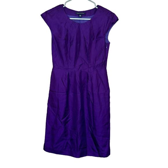 Banana Republic Purple Cap Sleeves Side Zip 100% Silk Sheath Dress Size 0‎ - Picture 1 of 11